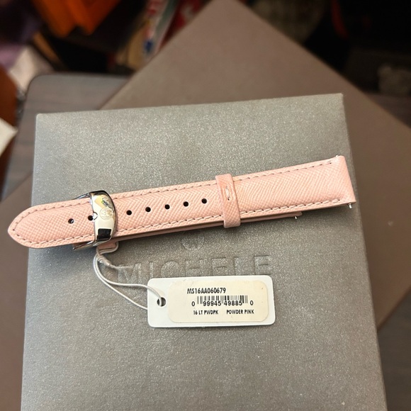 Michele Accessories - NWT Michele Pink Leather Watch Strap 16